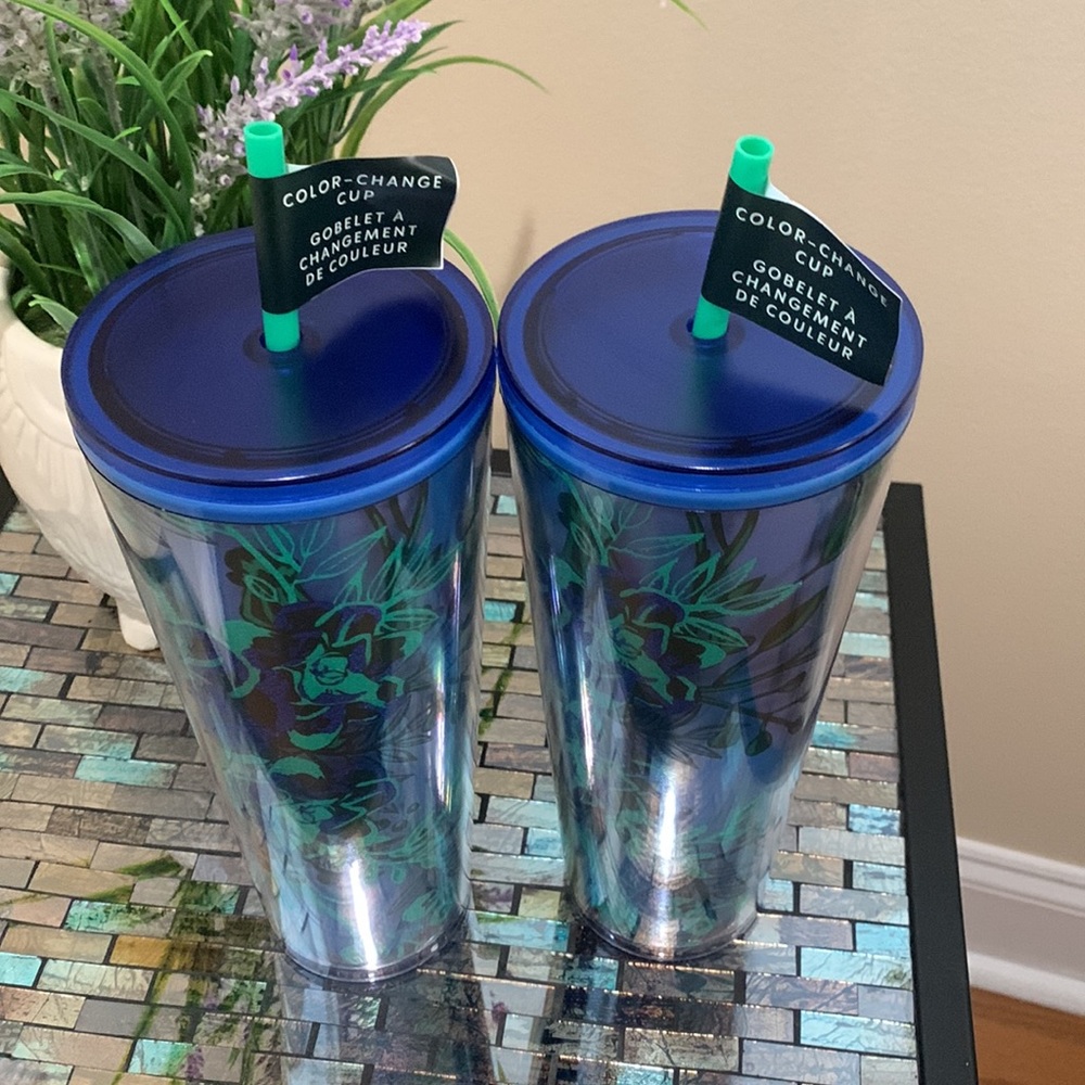 Starbucks Holiday 2022 Color Change Blue Glitter Rose Corsage Cold Cup Tumbler - Picture 13 of 16